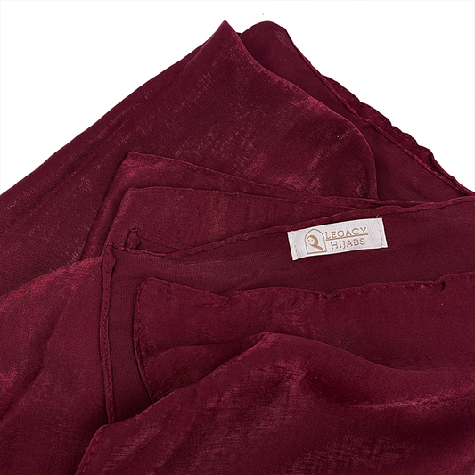 Glam Maroon Velvet Satin Hijab