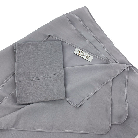 Grey Top Quality Chiffon & Undercap Set